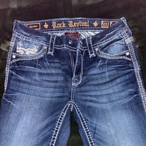 Rock Revival Dark Blue Denim with White Stitching